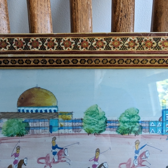 - Vintage Persian Painting. With an inlay wooden frame. - Picture 4 of 9